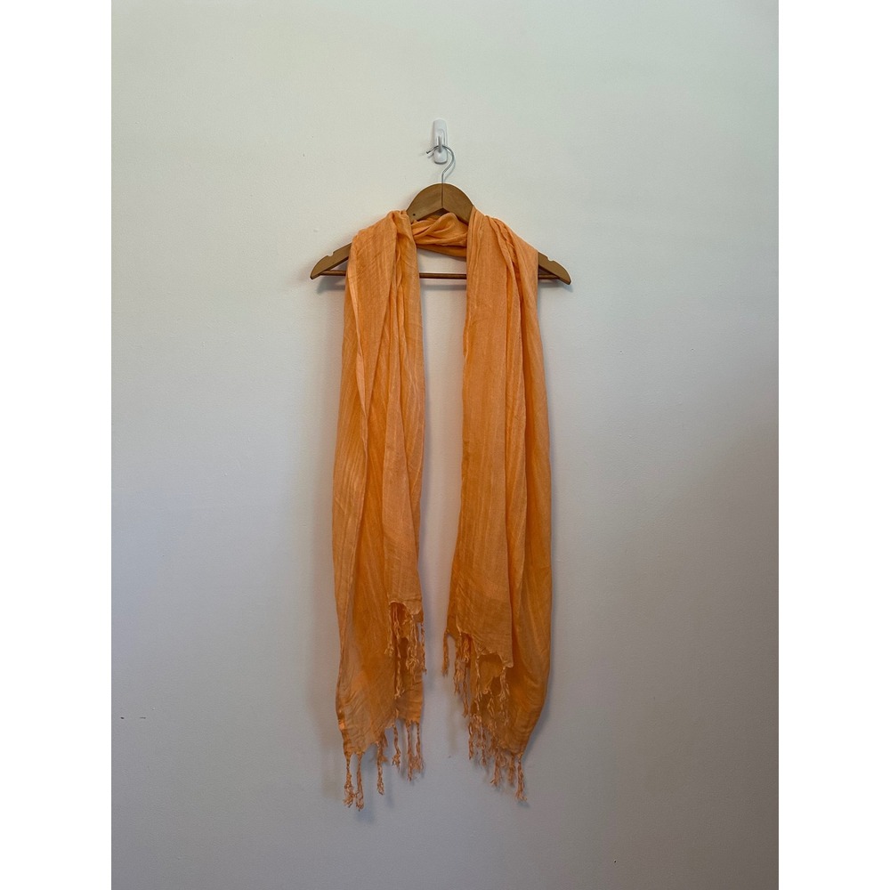 Love Quotes Pastel Coral Linen Blend Lightweight Fringe Scarf Wrap